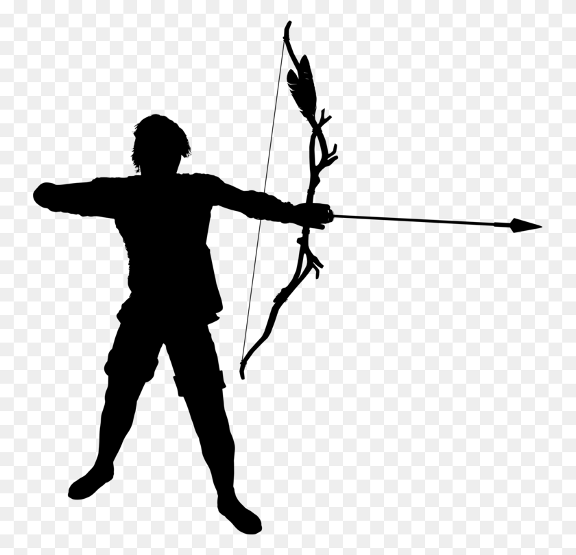 743x750 Archery Silhouette Bow And Arrow - Quiver Clipart
