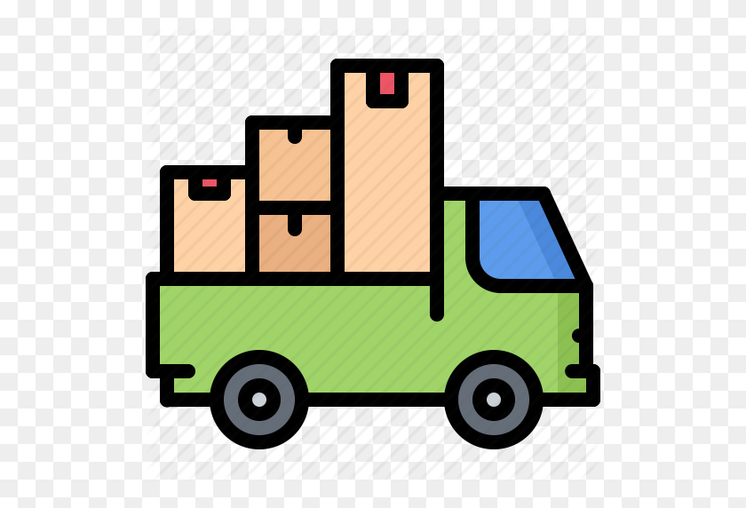 512x512 Architecture, Box, Estate, House, Logistics, Real, Truck Icon - Box Truck PNG