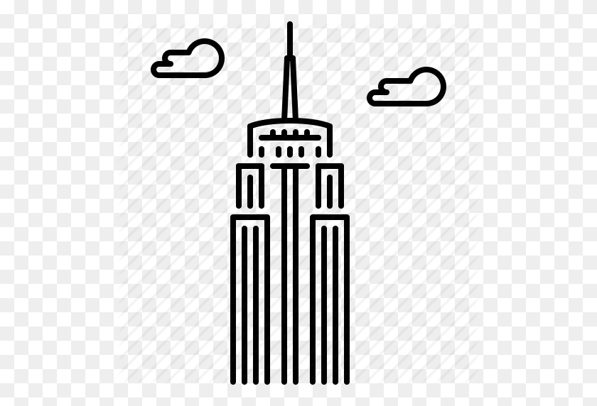 512x512 Arquitectura, Edificio, Nube, Imperio, Vista, Rascacielos, Icono Del Estado - Empire State Building Clipart