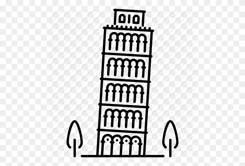 512x512 Arquitectura, Edificio, Apoyado, Pisa, Vista, Icono De La Torre - La Torre Inclinada De Pisa Png