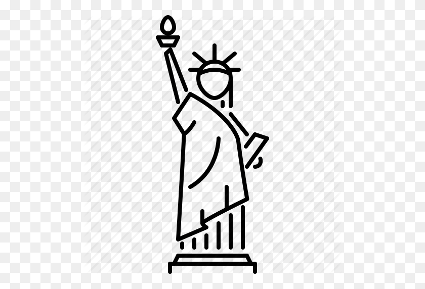 512x512 Architecture, Building, Liberty, Sight, Statue, Torch Icon - Statue Of Liberty Black And White Clipart