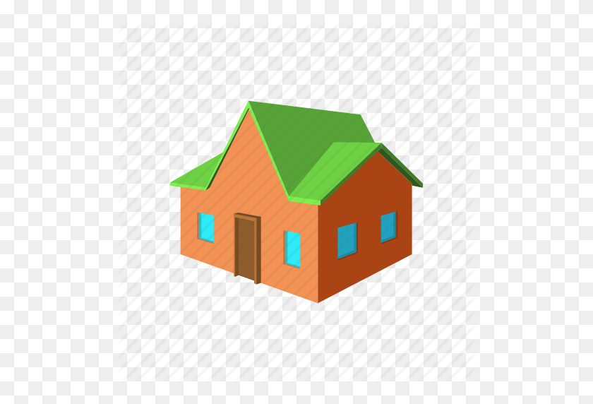 512x512 Architecture, Cartoon, Estate, Green, Home, House, Red Icon - House Cartoon PNG