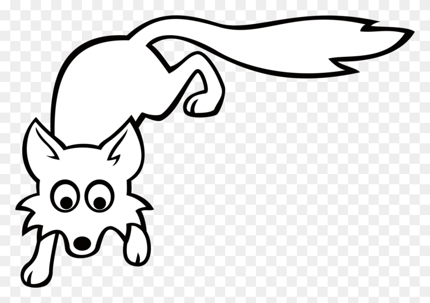 1098x750 Arctic Fox Drawing Download Black And White Line Art Free - Sharing Clipart Black And White