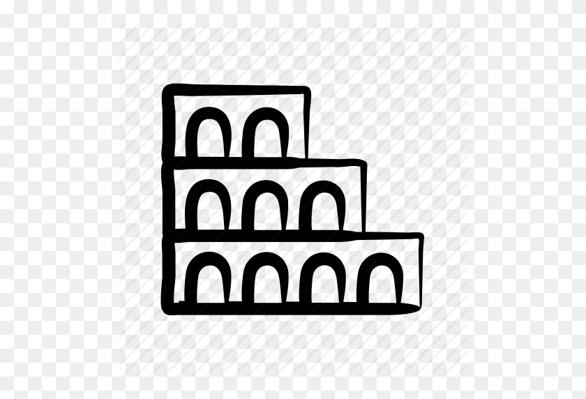 512x512 Арена, Колизей, Рисованной, История, Италия, Рим, Значок Руины - Колизей Png