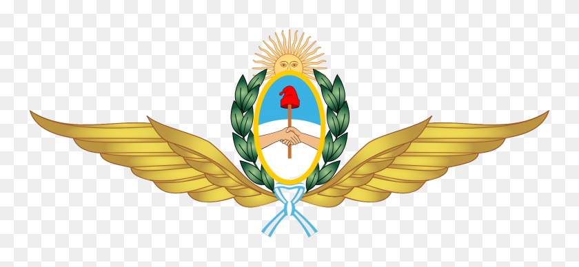 2000x842 Argentine Airforce Wings Emblem - Gold Wings PNG