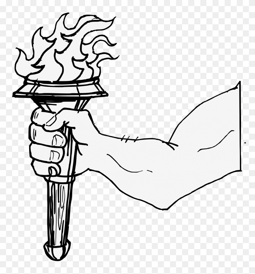 1218x1316 Arm - Torch Clipart Black And White
