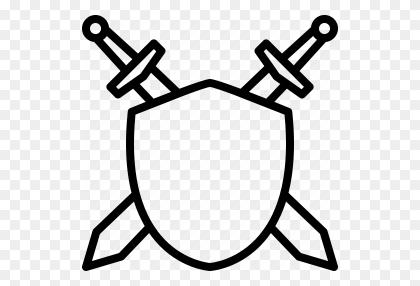 512x512 Armor, Crest, Crossed, Sheath, Shield, Sword, Weapon Icon - Sword And Shield PNG