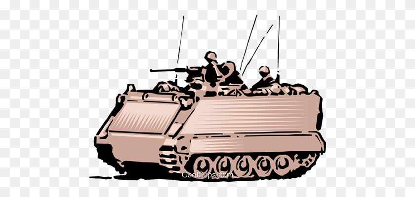 480x340 Personal Del Ejército En El Tanque Royalty Free Vector Clipart Illustration - Defense Clipart