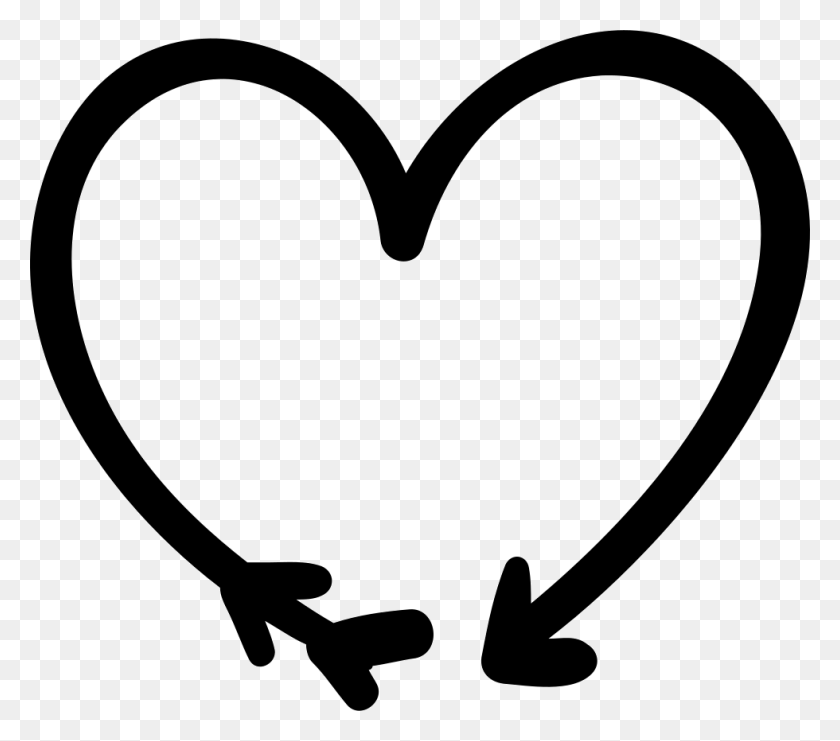 980x856 Arrow And Heart Doodle Png Icon Free Download - Doodle Heart PNG