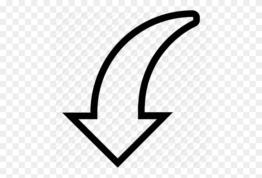 512x512 Arrow, Curve, Curved, Down, Down Arrow, Left, Line Icon - Curved Line PNG