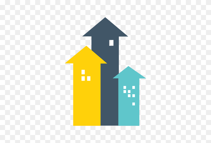 512x512 Arrow Houses Real Estate Icon - Yellow Arrow PNG