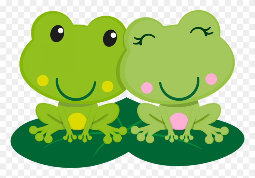 900x610 Art - Colorful Frogs Clipart