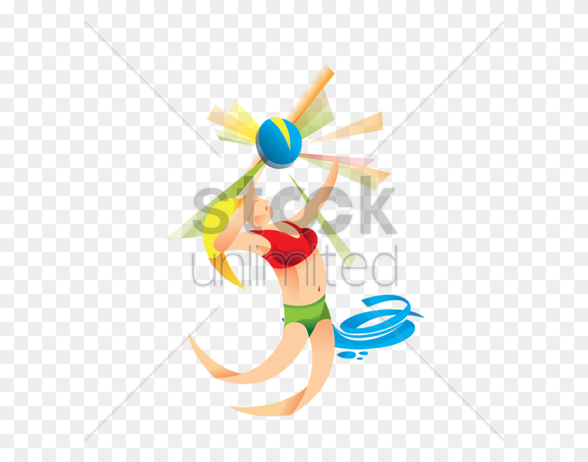 600x600 Artistic Design Of A Beach Volleyball Player Vector Image - Beach Volleyball Clipart