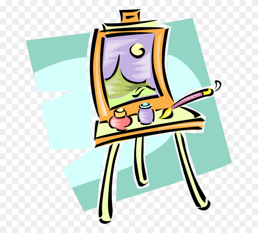 671x700 Artist's Easel Supports Painting Canvas - Paint Easel Clipart