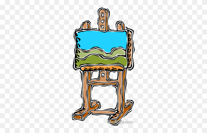 255x480 Artist's Easel With Canvas Royalty Free Vector Clip Art - Canvas Clipart