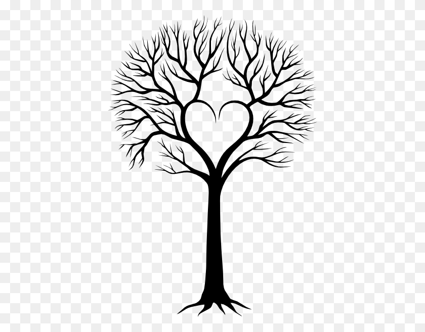 414x597 Arts And Crafts Heart - Old Tree Clipart
