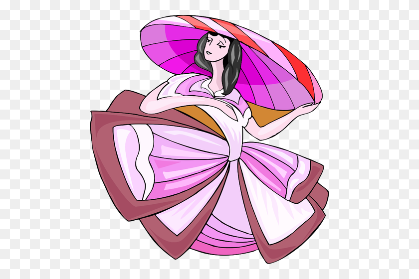 480x500 Arty Lady With Big Hat - Noble Clipart