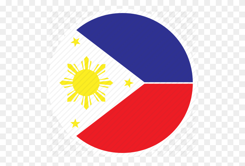 512x512 Asia, País, Bandera, Nación, Filipinas, Icono Redondo - Bandera De Filipinas Png