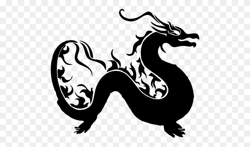 500x435 Asian Dragon Silhouette - Asian Dragon Clipart