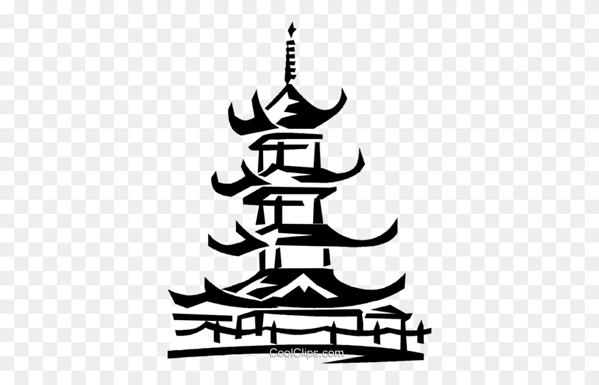 370x480 Asian Temple Royalty Free Vector Clip Art Illustration - Temple Clipart