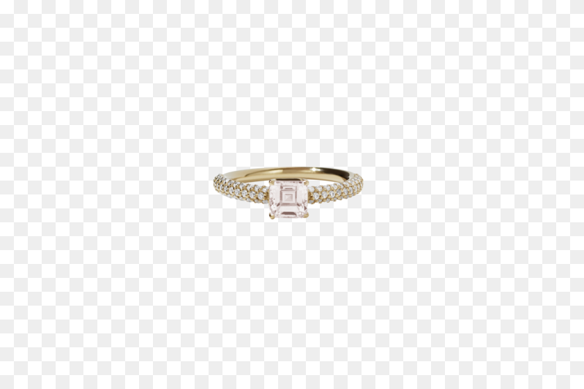 500x500 Asscher Halo Ring Meadowlark Jewellery - Halo Ring PNG