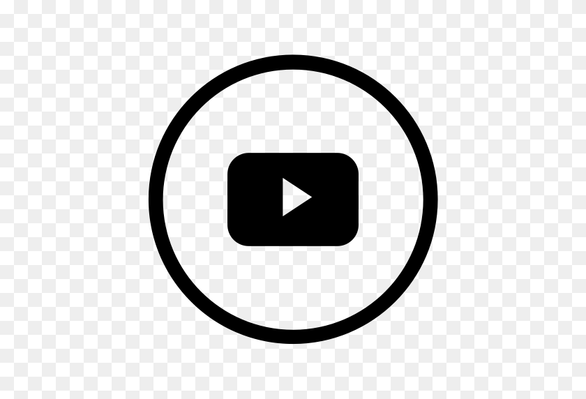 512x512 Activo, Negro, Línea, Social, Video, Icono De Youtube - Logotipo De Youtube Png Blanco