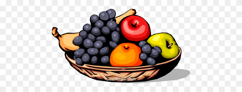 480x259 Assorted Fruits In Basket Royalty Free Vector Clip Art - Fruit Basket Clipart
