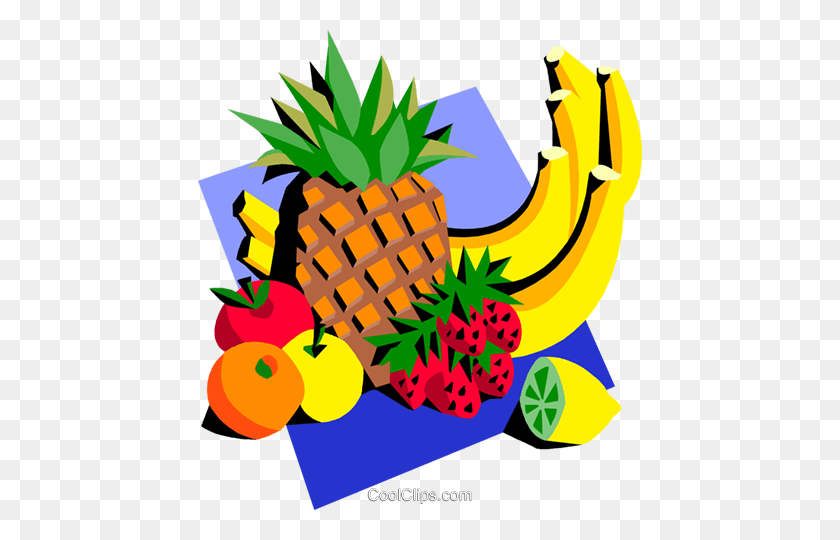 444x480 Assorted Fruits Royalty Free Vector Clip Art Illustration - Fruits Clipart Images