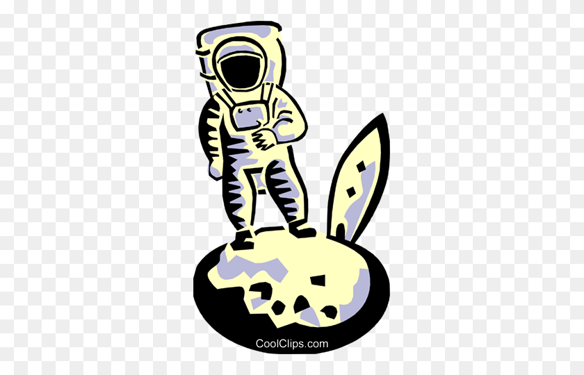 283x480 Astronaut On The Moon Royalty Free Vector Clip Art Illustration - Astronaut Clipart