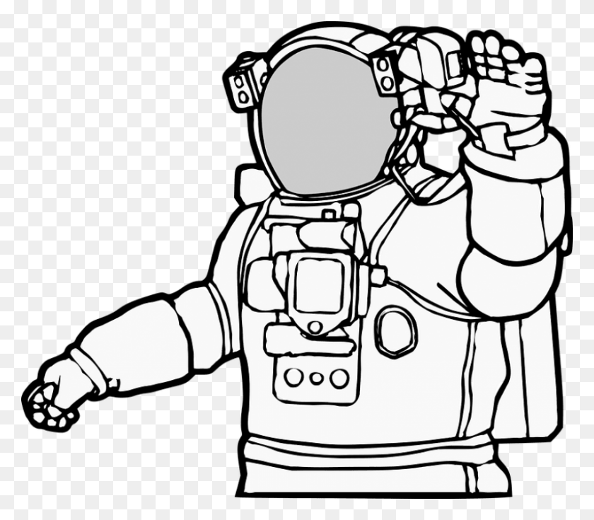 850x736 Astronaut Png - Astronaut Black And White Clipart