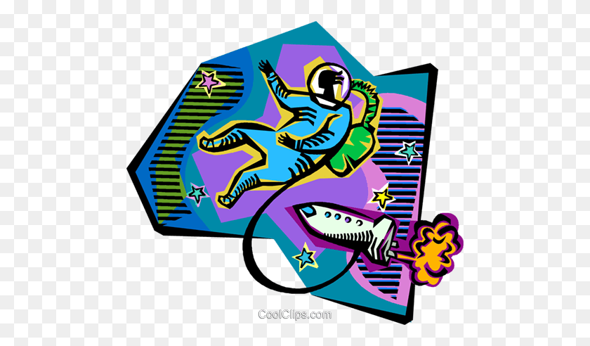 480x432 Astronaut With Spaceship Royalty Free Vector Clip Art Illustration - Astronaut Clipart