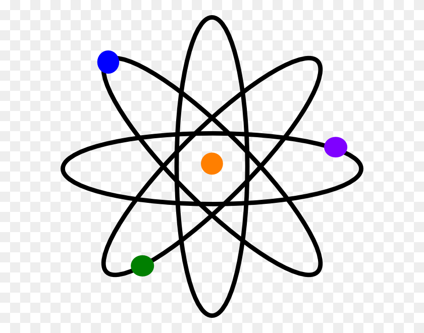 600x600 Atom With Colour Clip Art - Molecule Clipart