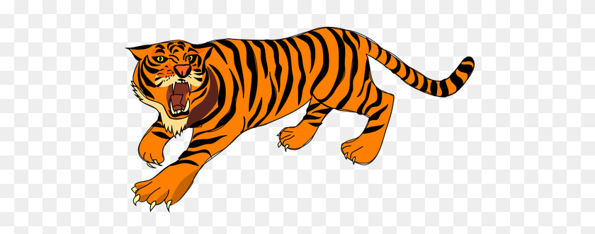 500x271 Attacking Tiger - Tiger Stripes Clipart