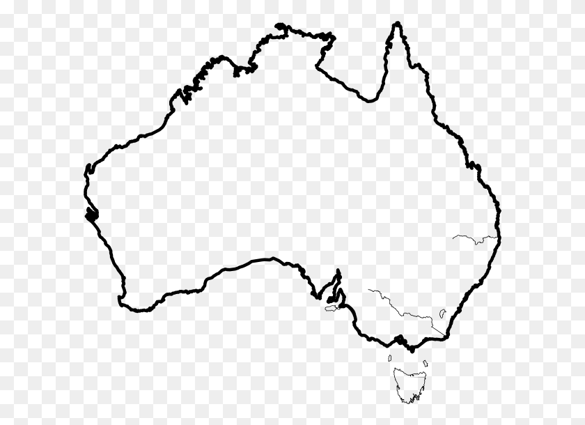 600x550 Aussie Outline Map Clip Art - Map Clipart Black And White