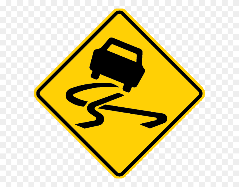 600x598 Australia And New Zealand Slippery Road Surface Sign - Road Sign PNG