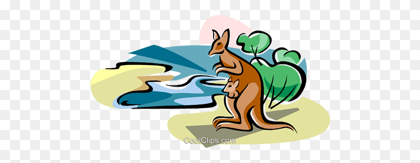 480x266 Australian Lake Eyre With Kangaroo Royalty Free Vector Clip Art - Kangaroo Clipart