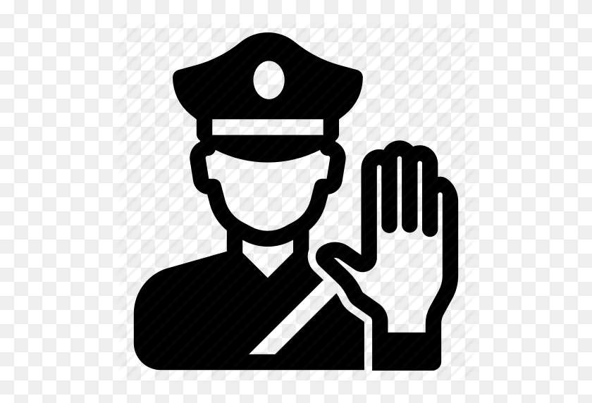 512x512 Autoridad, Cumplimiento, Ley, Oficial, Policía, Detener, Icono De Tráfico - Icono De Policía Png