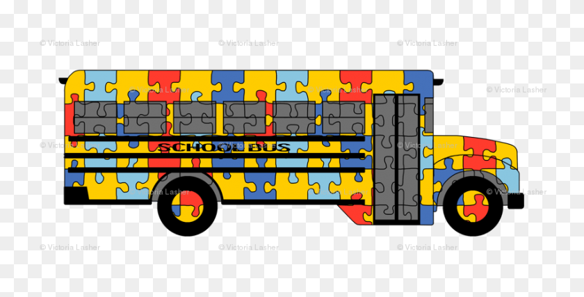 850x400 La Conciencia Del Autismo Autobús Escolar Fondo De Pantalla - Patriótico Bunting Clipart