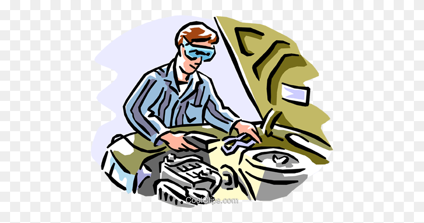 480x382 Automotive Mechanic Royalty Free Vector Clip Art Illustration - Mechanic Clipart