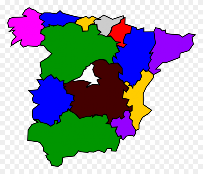 885x750 Скачать Бесплатно Рисунок Карты Автономных Сообществ Испании - Испанский Флаг Клипарт