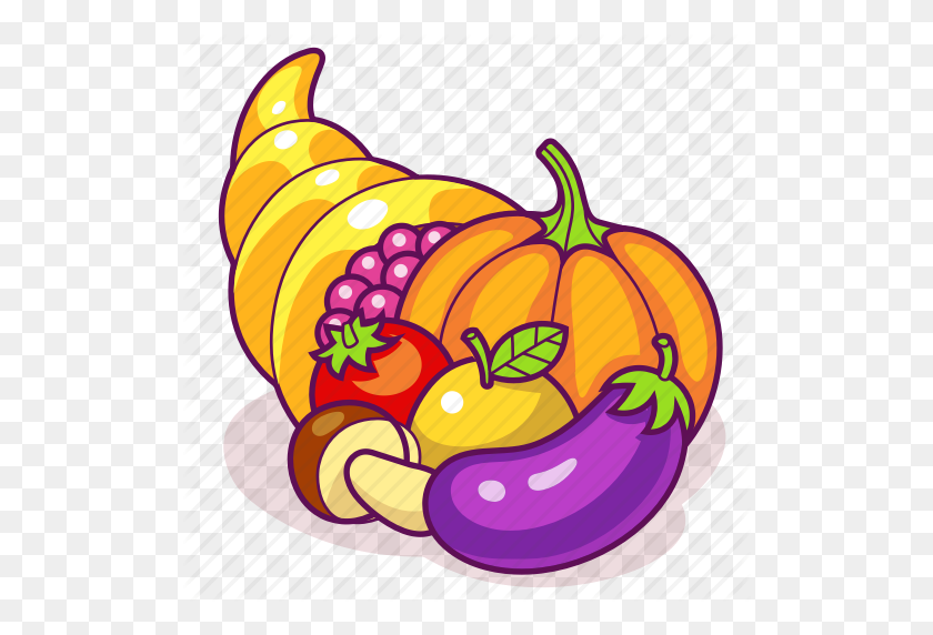 512x512 Autumn, Cornucopia, Fruits, Harvest, Horn, Plenty, Vegetables Icon - Thanksgiving Cornucopia Clipart