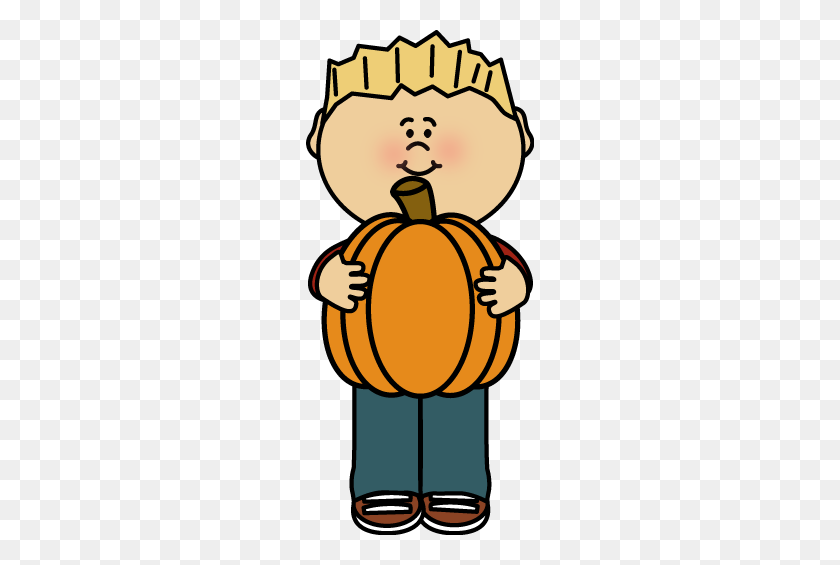 228x505 Autumn Fall Little Boy Holding A Pumpkin Clip Art Clip Art - Pumpkin Halloween Clipart