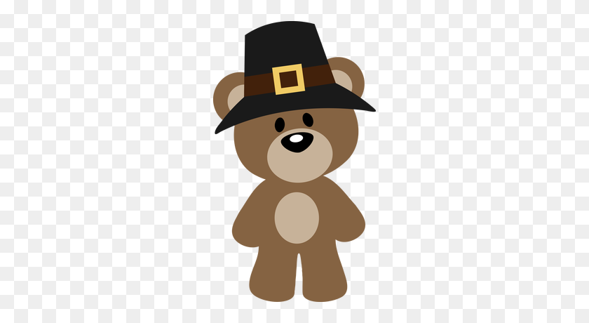 232x400 Autumn, Fall Or Thanksgiving Pilgrim Teddy Bear Clip Art Clip - Sleeping Bear Clipart