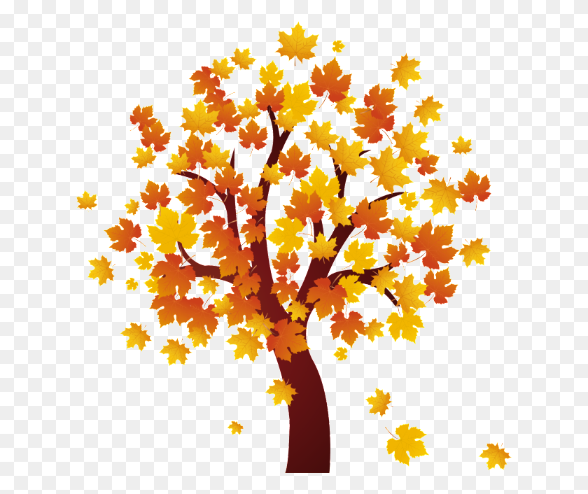 624x646 Осенние Листья - Осеннее Дерево Клипарт