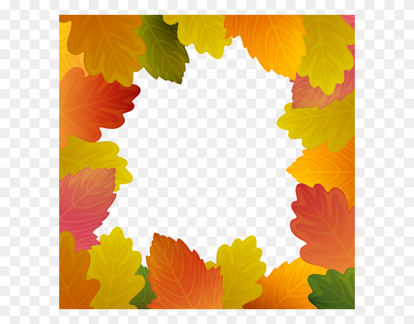 600x597 Autumn Leaves Frame Border Png Clip Art Gallery - Flower With Leaves Clipart