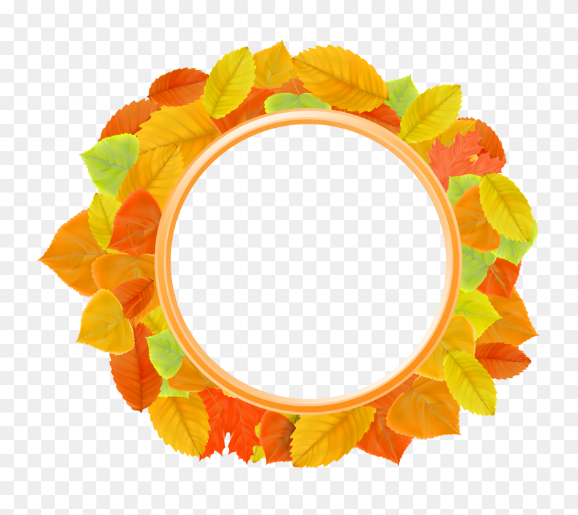 5000x4421 Autumn Leaves Frame Png Clipart - Fall Leaves PNG