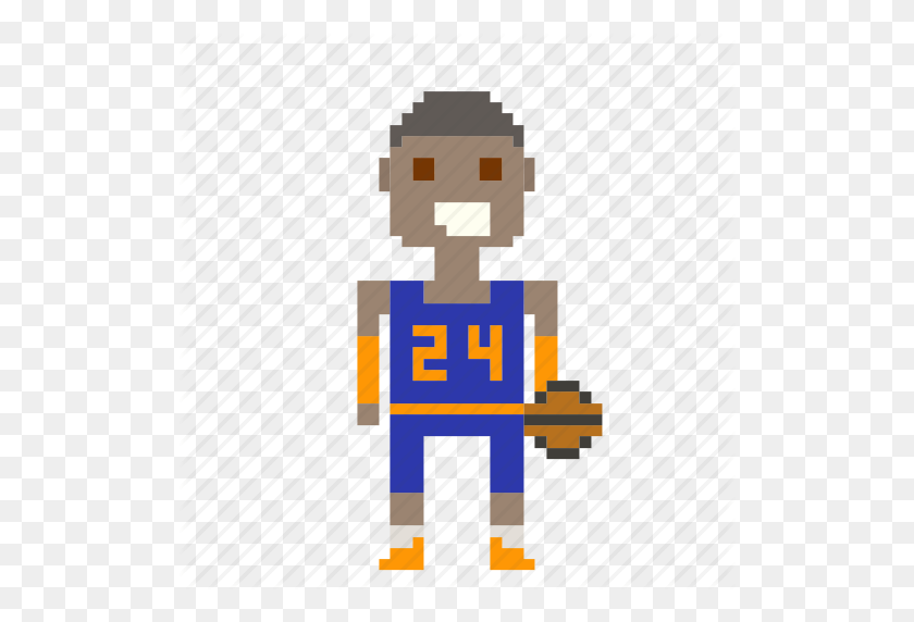 512x512 Avatar, Basketball, Basketball Player, Man, Person, Pixels Icon - Basketball Player PNG
