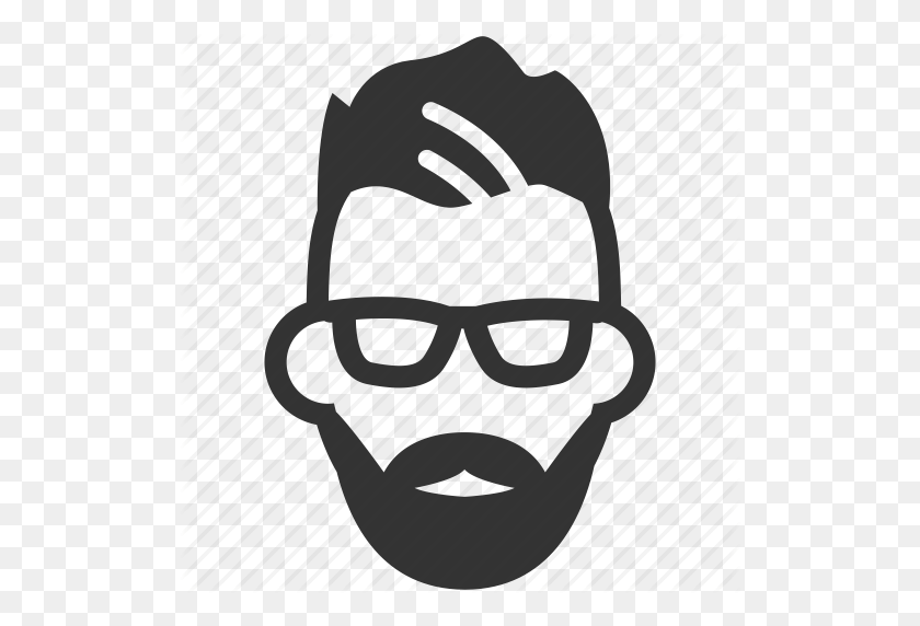 512x512 Avatar, Beard, Glasses, Hipster, Male, Man, Person Icon - White Beard PNG