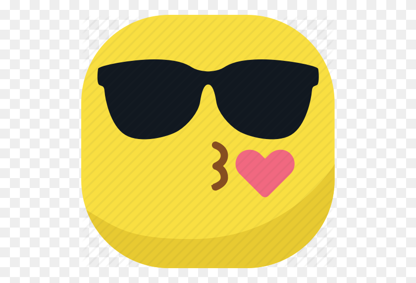 512x512 Avatar, Cool, Emoji, Emoticon, Glasses, Kiss, Smiley Icon - Sunglasses Emoji Clipart
