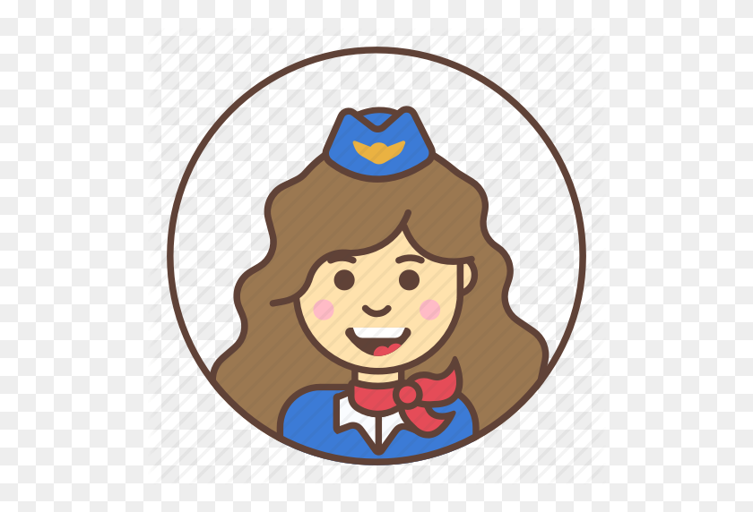 512x512 Avatar, Flight Attendant, Girl, Stewardess Icon - Flight Attendant Clipart